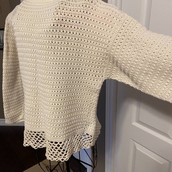 Beautiful Custom Crochet Cotton Sweater Sz M/L EUC - Picture 4 of 9